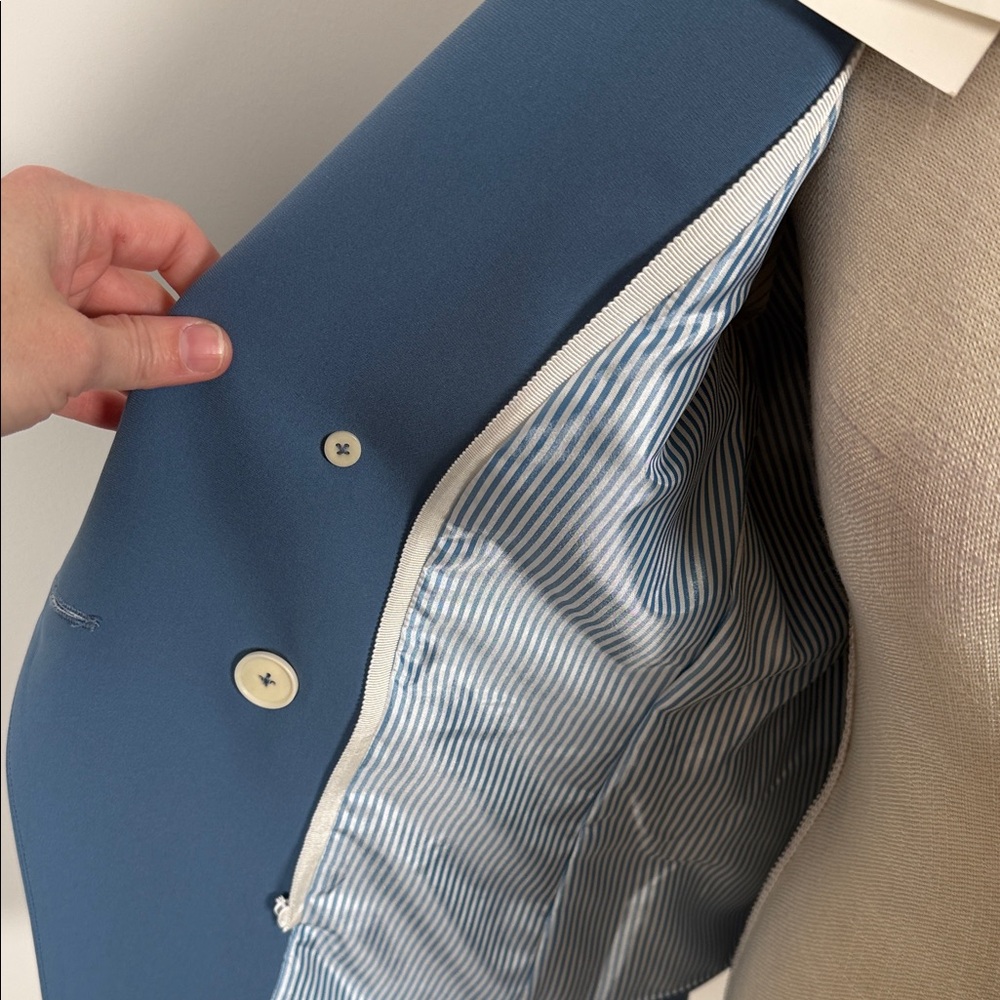 NEW w/Tags (MISSING 2 Buttons) Veronica Beard Double-Breasted Slate Blue Blazer - Picture 6 of 7